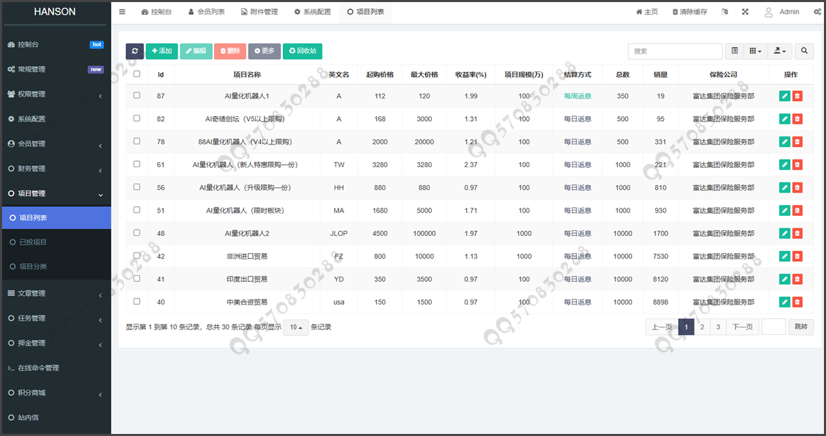 理财返利适用各行业投资海外项目投资金融源码定制版